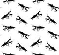 Vector seamless pattern of mantis silhouette