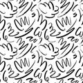 Vector seamless pattern with marker drawn scribble. Hand drawn elegant calligraphy swirls. Curly brush strokes, marker