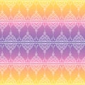 Vector seamless pattern mehndi, ethnic, indian, oriental, arabic style. white and yellow, violet, purple, rainbow