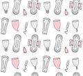 Vector seamless pattern of menstrual pad tampon Royalty Free Stock Photo