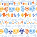 Vector seamless pattern for Mexico traditional celebration - dia de los muertos Royalty Free Stock Photo
