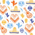 Vector seamless pattern for Mexico traditional celebration - dia de los muertos