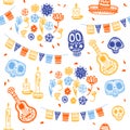 Vector seamless pattern for Mexico traditional celebration - dia de los muertos