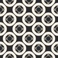 Vector seamless pattern, monochrome subtle texture with circles, carved shapes Royalty Free Stock Photo