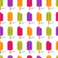 Vector seamless pattern with multicolor ice cream. Ice lolly tasty background. Royalty Free Stock Photo