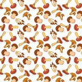 Vector seamless pattern with mushrooms. Royalty Free Stock Photo