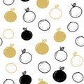 Vector seamless pattern of New year and Christmas. Mandarins. Doodle style