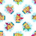 New Year seamless pattern with Pigs