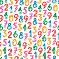 Vector seamless pattern with numbers in random order Royalty Free Stock Photo