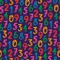 Vector seamless pattern with numbers in random order Royalty Free Stock Photo