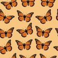 Vector seamless pattern orange butterfly, natural pattern, fauna pattern, great for textile, background, wallpaper