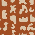 Vector seamless pattern. Orange graphic background. Simple abstracts forms. Abstract background with beige elements. Suitable for Royalty Free Stock Photo