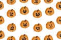 Vector seamless pattern with orange pumpkin for Halloween on a white background. Vector illustration Royalty Free Stock Photo