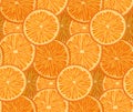 Vector seamless pattern with orange slices. Dense texture with juicy fruit. Summer background with delicious fruits Royalty Free Stock Photo