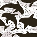 Vector Seamless Pattern with Orcas Royalty Free Stock Photo