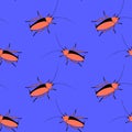 Vector seamless pattern from oriental cockroaches, beetles, insects. Pest control background and texture