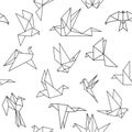 Origami paper birds