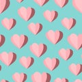 Vector seamless pattern of origami paper pink hearts Royalty Free Stock Photo
