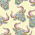 Vector seamless pattern with original bulls. Design can be used for textiles, wallpapers, websites