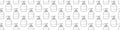 Vector seamless pattern of outline bottles with dispenser or cosmetic products, sanitizers or hand soap in doodle style