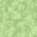 Olive branch with leaves seamless pattern in line art