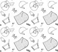 Vector seamless pattern of outline horse equipment