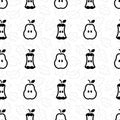 Vector seamless pattern with outline pear icons.