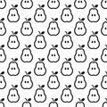 Vector seamless pattern with outline pear icons.