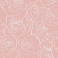 Vector seamless pattern with outline stylized roses. Beautiful floral background. Can be used for textile, book cover, packaging, Royalty Free Stock Photo
