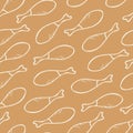 Vector seamless pattern with outlines of chicken legs. Funny design with fast food Royalty Free Stock Photo