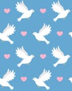 Vector seamless pattern of pair of love doves