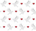 Vector seamless pattern of pair of love doves