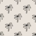 Vector Seamless Pattern with Palm Trees, Palm Tree Design Template, Print. Palm Silhouettes. Tropical, Vacation, Beach Royalty Free Stock Photo
