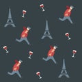 Vector seamless pattern with Paris symbols