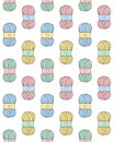 Vector seamless pattern of pastel knitting threads