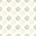 Vector seamless pattern with pastel pink and teal swirling circles in painterly brushstroke style on cream background Royalty Free Stock Photo