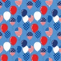 Vector seamless pattern with patriotic balloons. National colors of the United States. American flag,stars and stripes Royalty Free Stock Photo