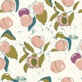 Vector seamless pattern with peaches . white background Royalty Free Stock Photo