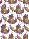 Vector seamless pattern with peafowls Royalty Free Stock Photo