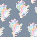 White and pearly shells vector seamless pattern