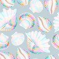 White and pearly shells vector seamless pattern