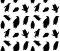 Vector seamless pattern of penguins silhouette