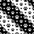 Vector seamless pattern. Pet prints. Cute paw. Background for pets, dog or cat. Foot puppy. Black silhouette shape paw. Footprint Royalty Free Stock Photo