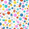 Vector seamless pattern of pills and other pharmaceutical ellements