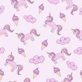 Vector seamless pattern on a pink background unicorn ponies pink
