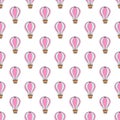 Vector seamless pattern with pink cartoon baloon on white background