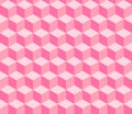 Vector seamless pattern of pink 3d geometry grid