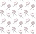 Vector seamless pattern of pink knitting needle
