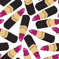 Vector seamless pattern with pink lipstick.