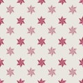 Vector seamless pattern with pink origami stars on grey background. Fun ditsy star print, constellations and twinkle Royalty Free Stock Photo